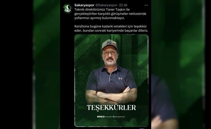 Sakaryaspor’da ayrılık: Taner Taşkın ile yollar ayrıldı