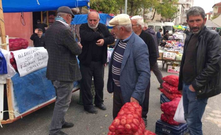 Sattı soğandan elde ettiği geliri Filistin’e gönderecek