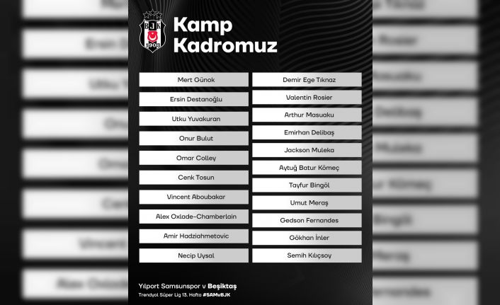 Beşiktaş’ın kamp kadrosu belli oldu