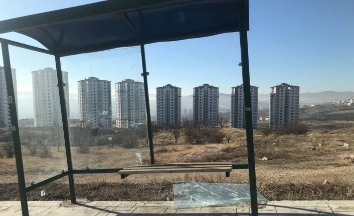 Elazığ’da şehir magandaları durak camlarını kırdı