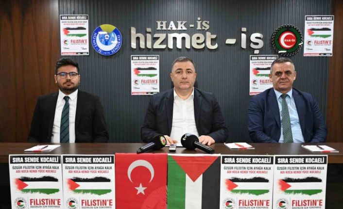 HAK-İŞ’ten Kocaeli’de Filistin’e destek mitingi