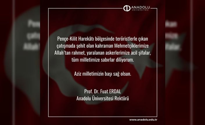 Rektör Erdal’dan taziye mesajı