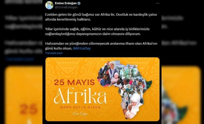 Emine Erdoğan’dan "Afrika Günü" paylaşımı