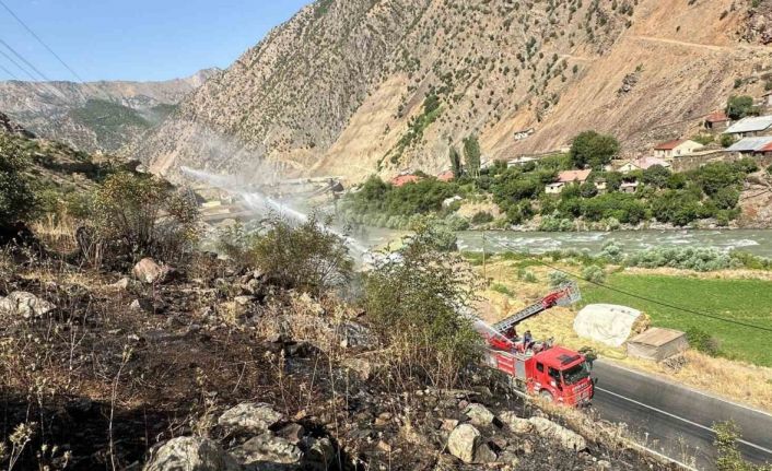 Hakkari-Van kara yolu yakınında anız yangını