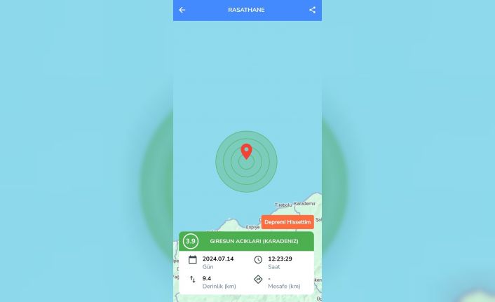 Karadeniz’de 3.9 büyüklüğünde deprem: Giresun’da hissedildi