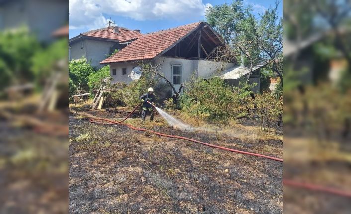 Kuru otlar alev alev yandı, erken müdahale faciayı önledi