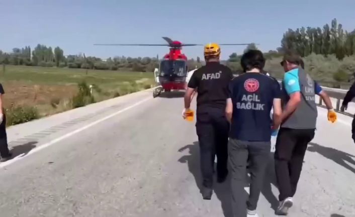 Trafik kazasına helikopterli müdahale