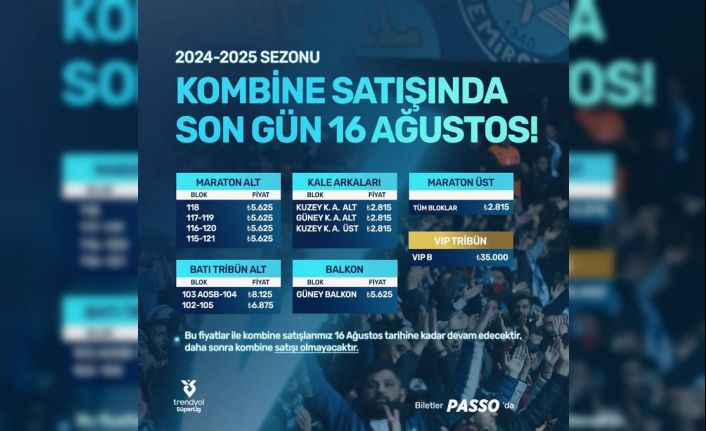 Adana Demirspor’un kombine satışlarında son gün 16 Ağustos