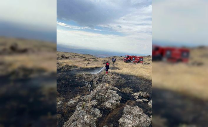 Ağrı Dağı eteklerinde çıkan örtü yangını söndürüldü