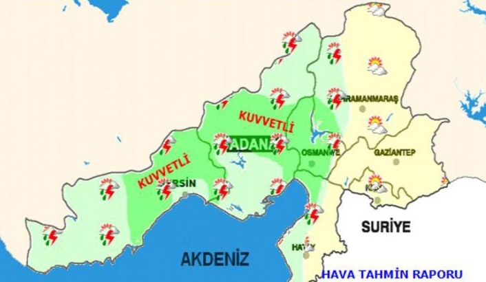 Doğu Akdeniz’de kuvvetli yağış uyarısı