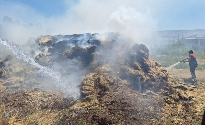 Gölbaşı’nda saman yığını küle döndü