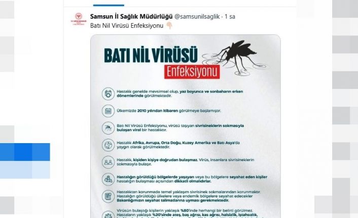 Sağlık Müdürlüğünden ’batı Nil virüsü’ uyarısı