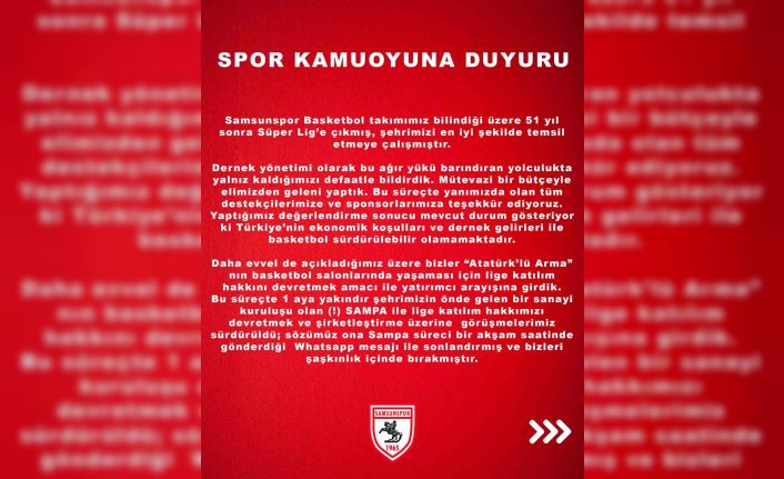 Samsunspor’dan SAMPA’ya tepki: “Bizleri şaşkınlık içinde bıraktı”