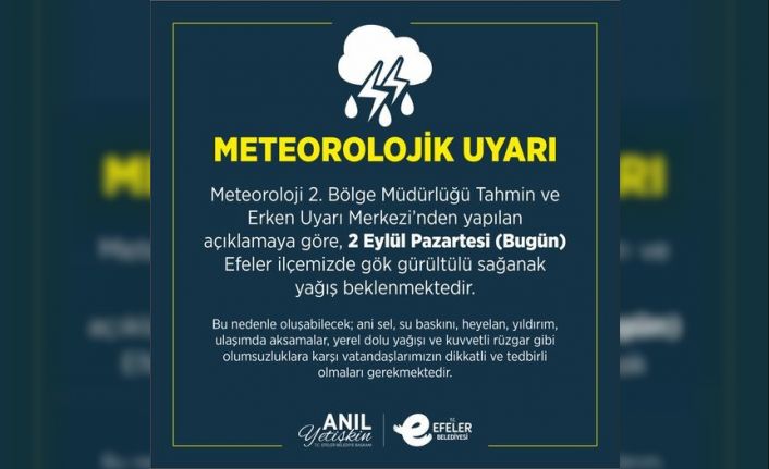 Efeler Belediyesi’nden yağış uyarısı: "Tedbirlerinizi alın"