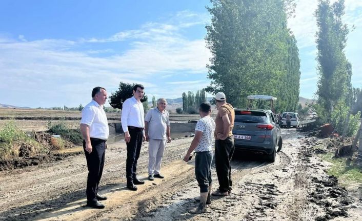 Kaymakam selden zarar gören köylerde inceleme yaptı