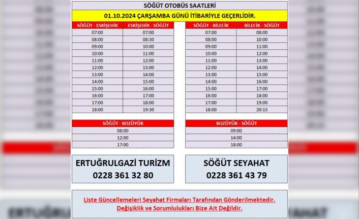 Otobüs sefer saatleri değişiyor