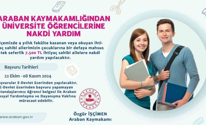 Arabanlı üniversite öğrencilerine 7 bin 500 TL nakdi yardım