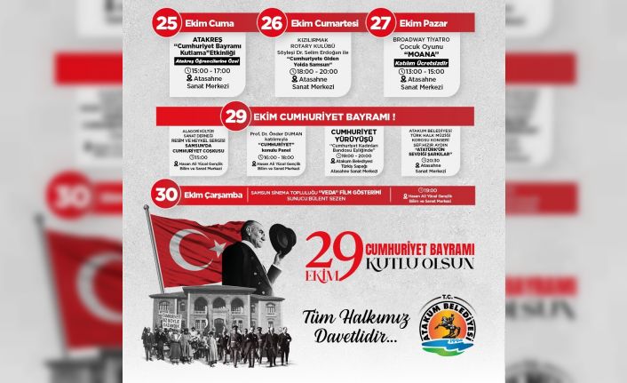 Atakum’da 29 Ekim’e özel program