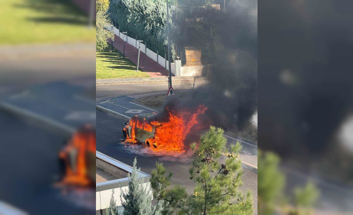 Diyarbakır’da park halindeki araç alevlere teslim oldu