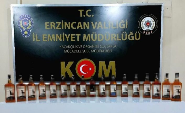 Erzincan’da 17 şişe kaçak içki ele geçirildi