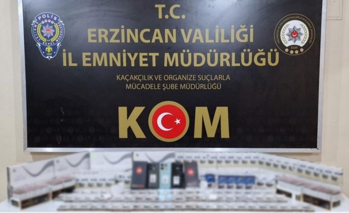 Erzincan’da 60 bin değerinde kaçak telefon ve sigara ele geçirildi