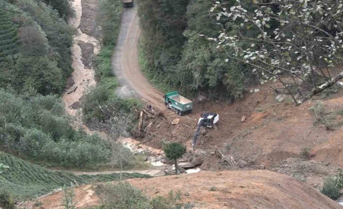 Heyelan sahasında yamaçtan dereye inen toprak için temizleme çalışması başlatıldı