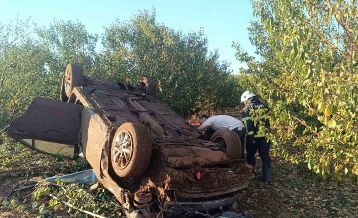 Kırıkhan’da meyve bahçesine uçan otomobilin sürücüsü yaralandı