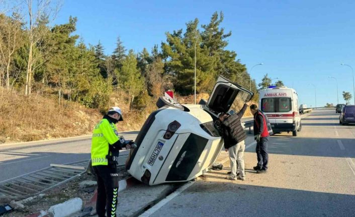 Otomobilin takla attığı kazada 1 kişi yaralandı