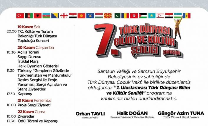 "7. Uluslararası Türk Dünyası Bilim ve Kültür Şenliği" Samsun’da