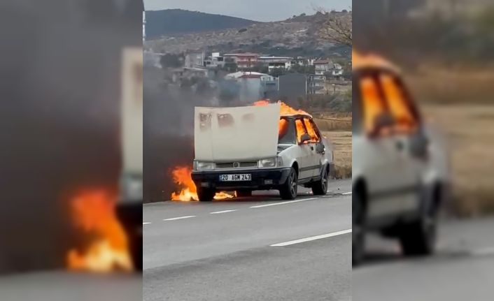 Çanakkale’de seyir halindeki otomobil yandı