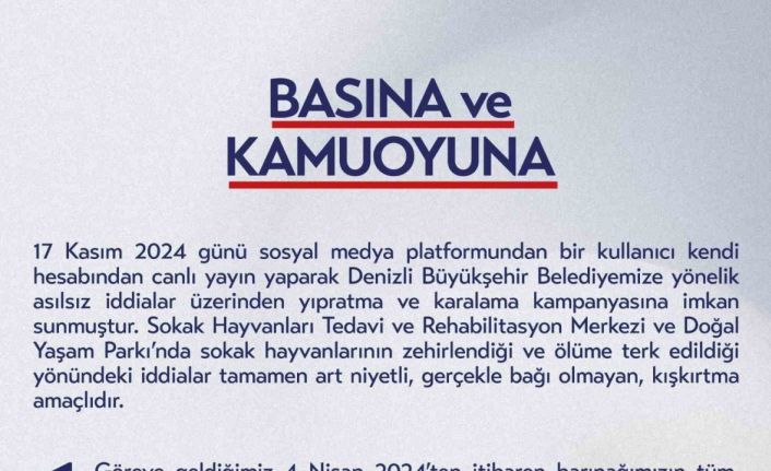 Denizli Büyükşehir Belediyesi; “Barınağımızın kapısı tüm Türkiye’ye açıktır”