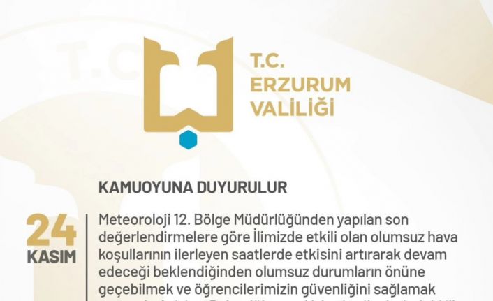 Erzurum’da eğitim bir günlük ara