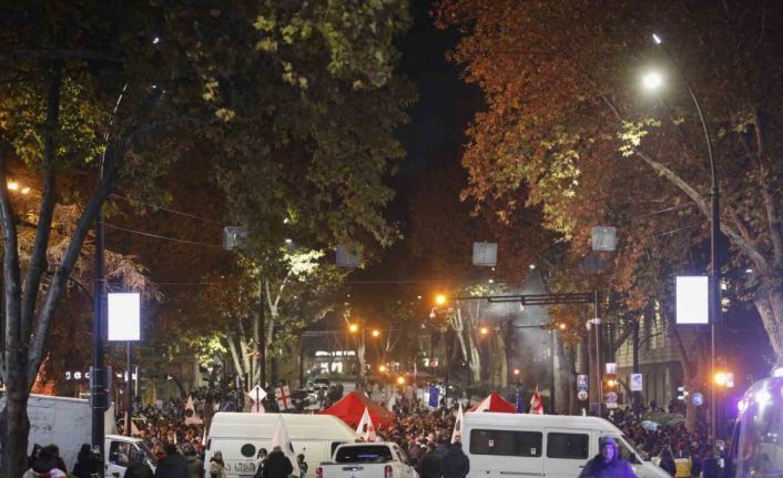 Gürcistan’da yol kapatıp çadır kuran protestoculara polis müdahalesi