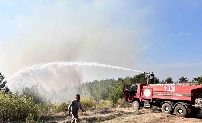 Hatay’da orman yangını rüzgarın etkisiyle büyümeye devam ediyor