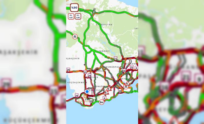 İstanbul’da trafik yoğunluğu yüzde 90’a ulaştı