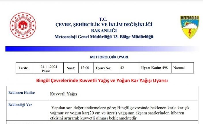 Meteorolojiden kuvvetli yağış ve yoğun kar uyarısı