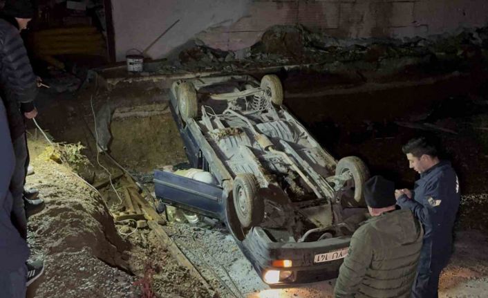 Yolu fark etmeyip şantiyeye girince takla takla attı: 1 yaralı