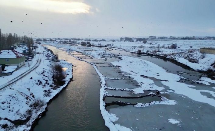 Ağrı’da kar manzarası görsel şölen oluşturdu