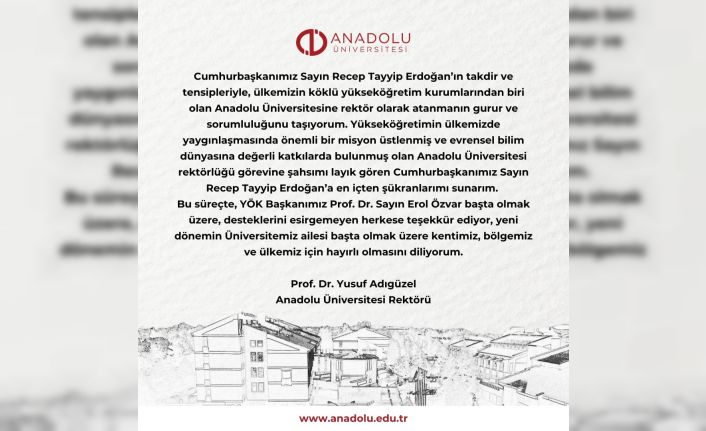 Anadolu Üniversitesi rektörlüğüne Prof. Dr. Yusuf Adıgüzel atandı