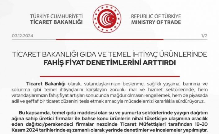 Bakanlıktan gıda ve temel ihtiyaç ürünlerine denetim artışı