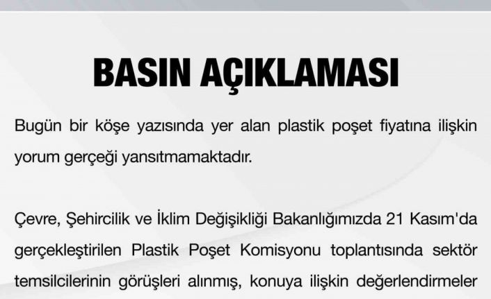 Bakanlıktan poşet fiyatıyla ilgili açıklama