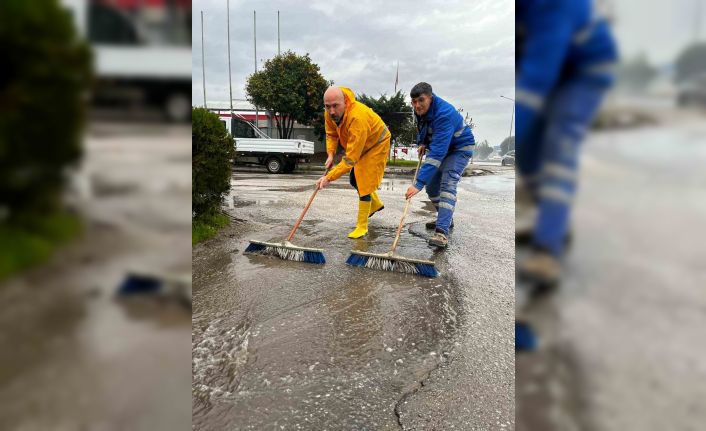 Başkan Arıkan yağış sonrası ekiplerle birlikte sahaya indi