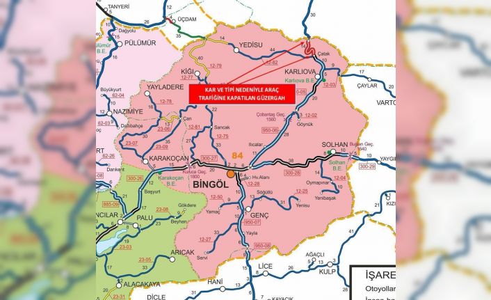 Bingöl-Erzurum karayolunun bir kısmı tır trafiğine kapandı