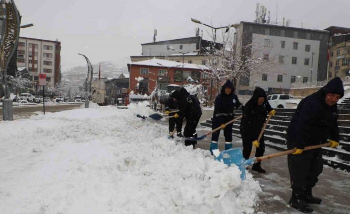 Hakkari Belediyesinin kar timleri görev başında