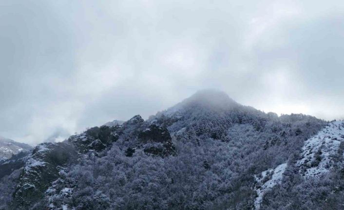 Ilgaz Dağı’nın eteklerinde buluşan kar ve sis mest etti