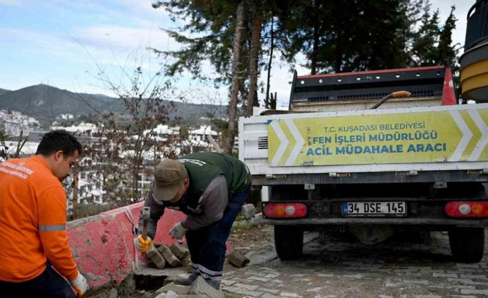 Kuşadası Belediyesi Acil Müdahale Birimi sorunları çözüme kavuşturuyor