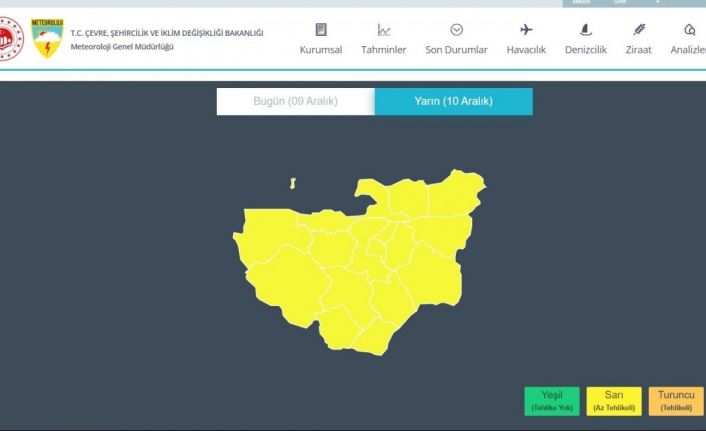 Meteorolojiden Bursa için sarı uyarı