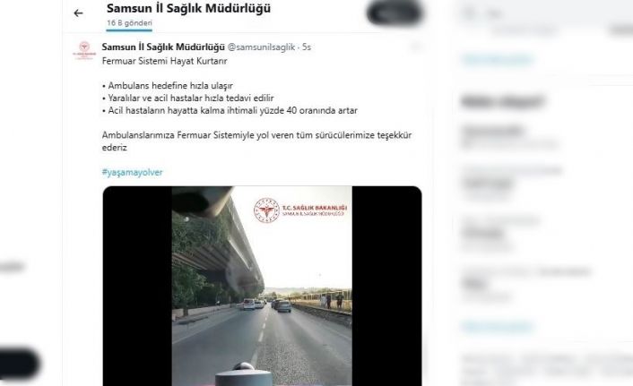 Samsun’da sürücüler, ’fermuar sistemi’ ile ambulansa yol verdi
