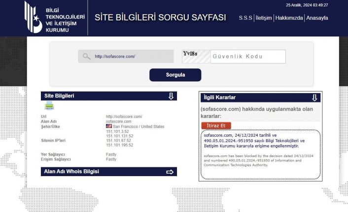 Sofascore’a erişim engeli getirildi