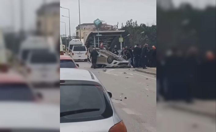 Takla atan otomobilden burnu bile kanamadan çıktı